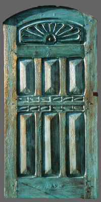 Custom Doors - Turquoise door with Sunburst design